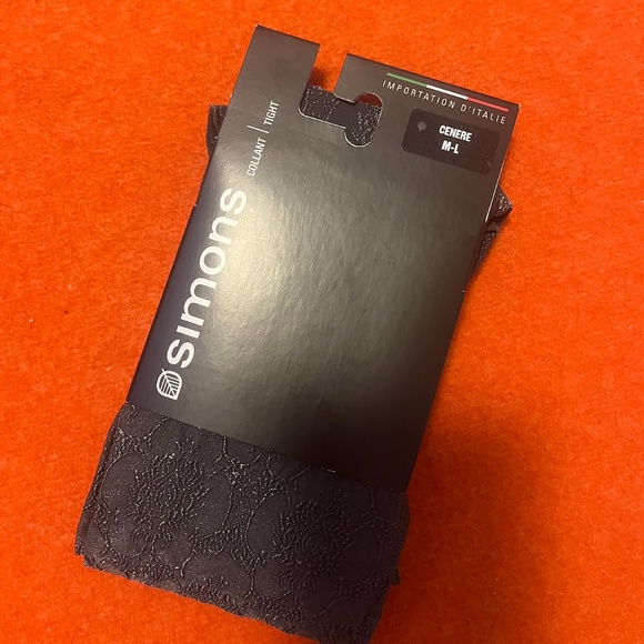 Charcoal gray sparkly baroque arabesque tights made in Italy NWT - Picture 4 of 4